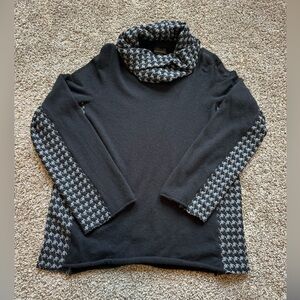 J Crew Cowl Neck Houndstooth Italian cashmere Sweater